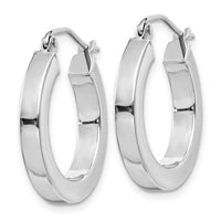 14k White Gold Square Tube Hoop Earrings ,