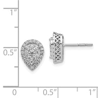 14K White Gold Teardrop Cluster Diamond Post Earrings ,