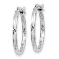 14k White Gold Twisted Hoop Earrings ,
