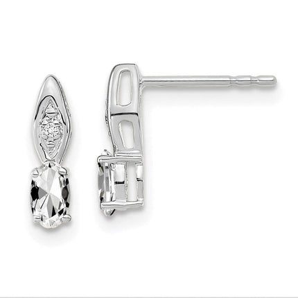 14k White Gold White Topaz Diamond Earring ,