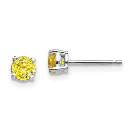 14k White Gold Yellow Sapphire Earrings ,