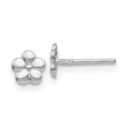 14k White Polished Flower Post Earrings ,