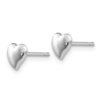 14k White Polished Heart Post Earrings ,