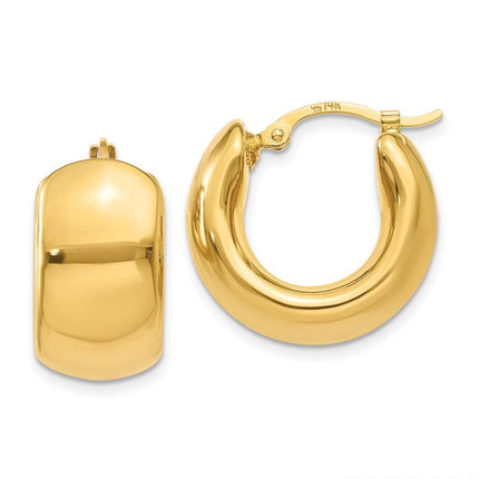 14k Wide Puffed Hoop Earrings ,