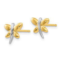 14k with Rhodium Polished Dragonfly Post Earrings ,