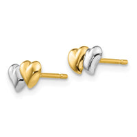 14k with Rhodium Polished Heart Post Earrings ,