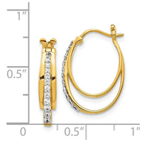14k Yellow Gold Diamond Hoop Earrings ,