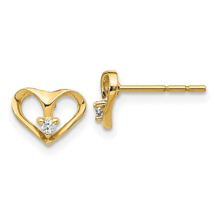 14k Yellow Gold Fancy Diamond Heart Earring Mountings No Stones No Backs ,