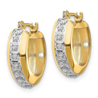 14kDiamond Fascination Round Huggy Hinged Hoop Earrings ,