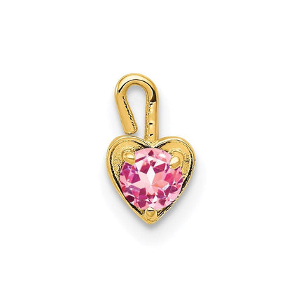 14ky October Synthetic Birthstone Heart Charm ,