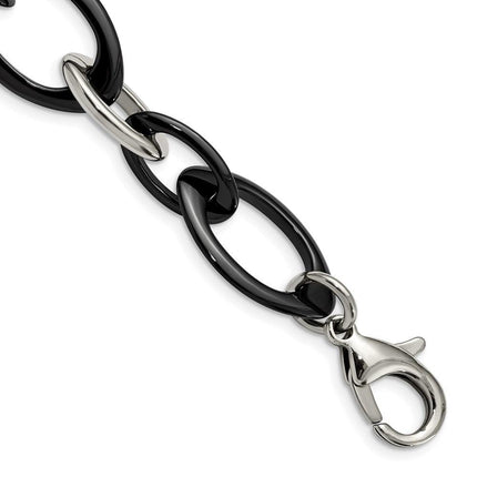 Stainless Steel And Black Ceramic Polished Bracelet ,