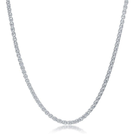 Sterling Silver Spiga Chain - Rhodium Plated ,