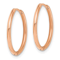 Stainless Steel Polished Rose IP-plated 1.6mm Hinged Hoop Earrings ,