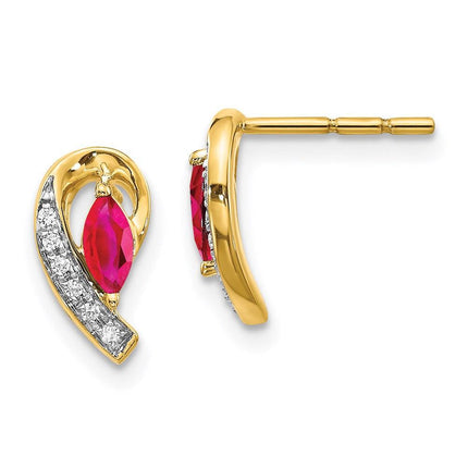 14k Diamond & Ruby Earrings ,
