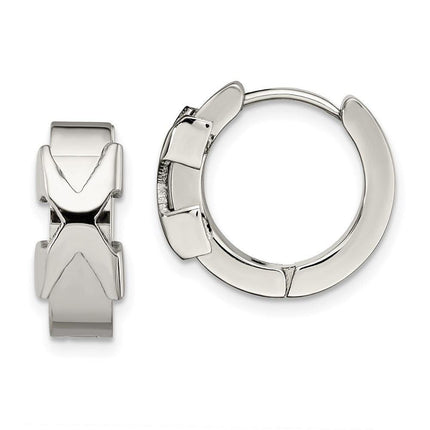 Stainless Steel Polished Hinged Hoop Earrings ,