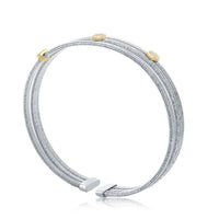 Sterling Silver Bonded with 14K GP CZ Bars Triple Wire Bangle ,