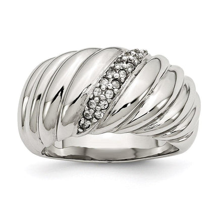 Stainless Steel Polished CZ Ring ,