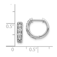 14k White Gold Diamond Hoop Earrings ,