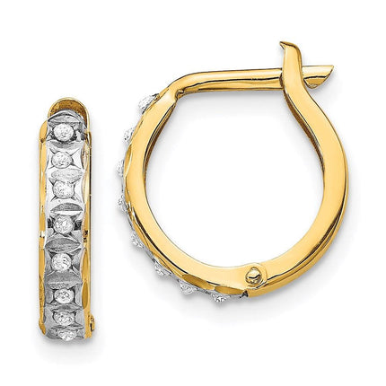 14k Diamond Fascination Round Hinged Hoop Earrings ,