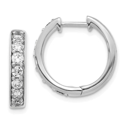 14k White Gold Diamond Hoop Earrings ,
