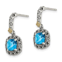 Sterling Silver w/ 14k Polished Blue Topaz Earrings ,