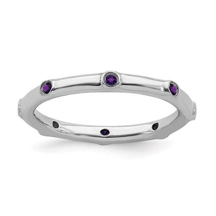 Sterling Silver Stackable Expressions Amethyst Ring ,