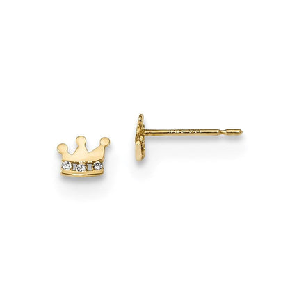 Madi K Kid's 14k CZ Crown Post Earrings ,