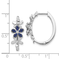 14k White Gold Diamond & Sapphire Earrings ,