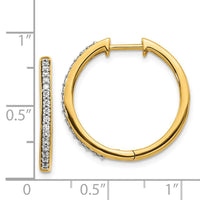 14k Yellow Gold Diamond Hoop Earrings ,