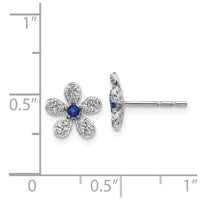 14k White Gold Diamond & Sapphire Earrings ,