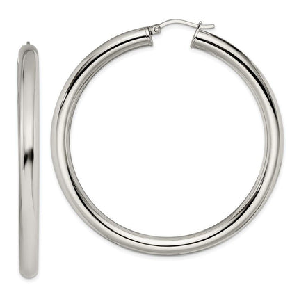 Stainless Steel Polished Hoop Earrings ,