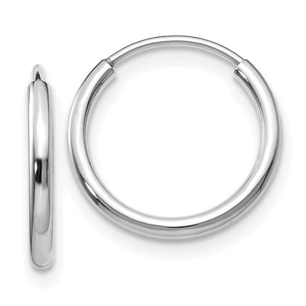 14k White Gold 1.5mm Polished Endless Hoop Earrings ,