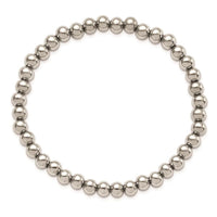 Stainless Steel Polished Beaded Stretch Bracelet ,