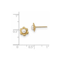 14k 3-4mm White Button Freshwater Cultured Pearl Post Earrings ,