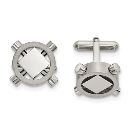 Stainless Steel Brushed and Polished Cufflinks ,