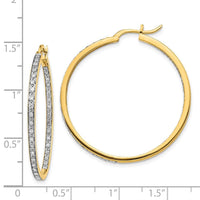 14k Diamond In/Out Hoop Earrings ,