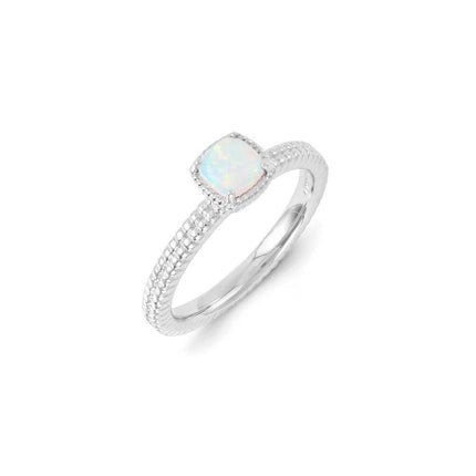 Sterling Silver Stackable Expressions Created Opal Ring ,
