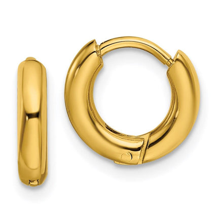 Stainless Steel Polished Yellow IP-plated 2.5mm Hinged Hoop Earrings ,