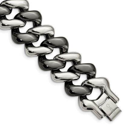 Stainless Steel And Black Ceramic Polished Bracelet ,