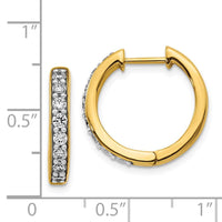 14k Yellow Gold Diamond Hoop Earrings ,