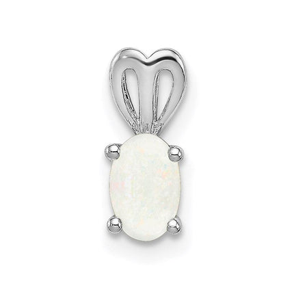 Sterling Silver Rhodium-plated Created Opal Pendant ,