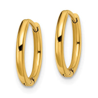 Stainless Steel Polished Yellow IP-plated 1.6mm Hinged Hoop Earrings ,