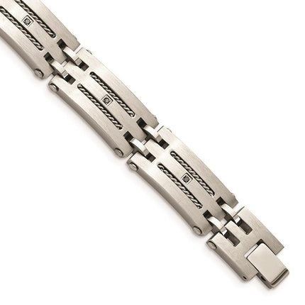 Stainless Steel Polished/Brushed 1/10ct tw. Diamond Bracelet ,