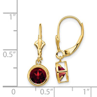 14k 6mm Garnet Leverback Earrings ,