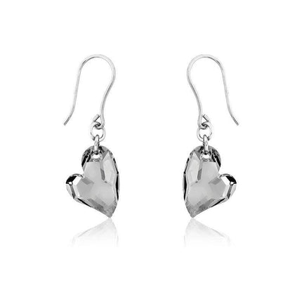 Sterling Silver Swarovski Crystal Heart Earrings ,
