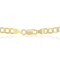Sterling Silver 5mm Pave Cuban Chain - Gold Plated ,