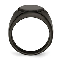 Stainless Steel Polished Black IP-plated Signet Ring ,