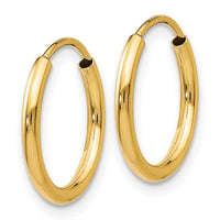 14k 1.5mm Polished Round Endless Hoop Earrings ,