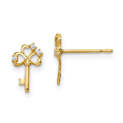 Madi K Kid's 14k CZ Key Post Earrings ,