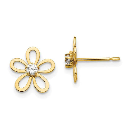 Madi K Kid's 14k CZ Flower Post Earrings ,